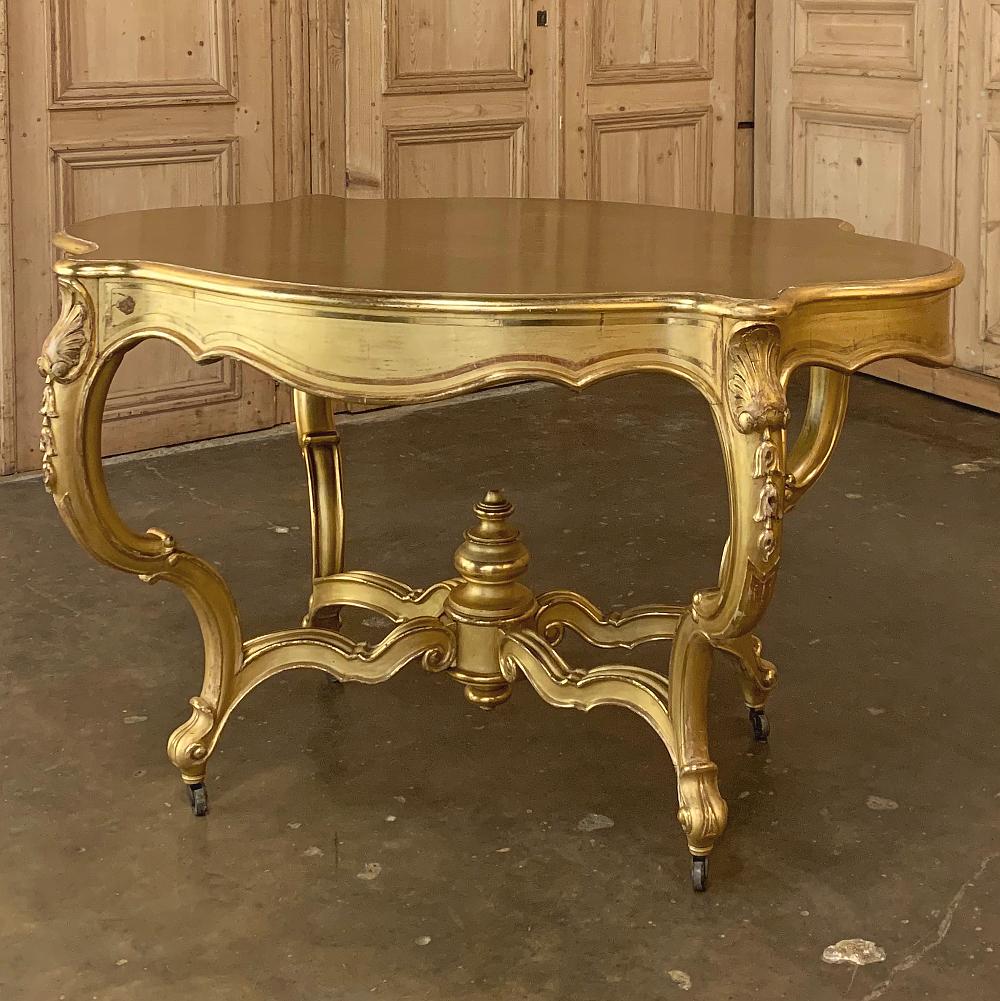 19th Century French Louis XV Gilded Center Table In Good Condition For Sale In Dallas, TX