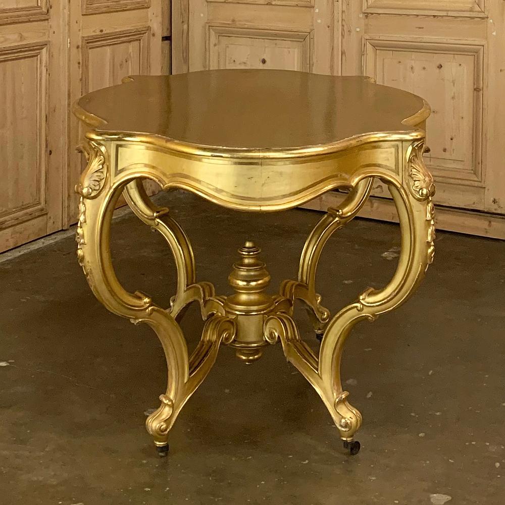 Giltwood 19th Century French Louis XV Gilded Center Table For Sale