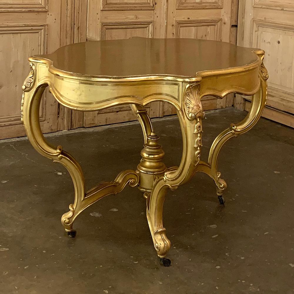 Mesa central dorada Luis XV francesa del siglo XIX Madera dorada en venta