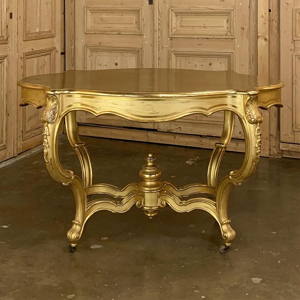 19th Century French Louis XV Gilded Center Table For Sale 2