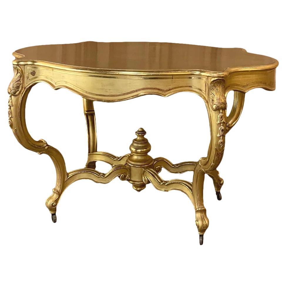 19th Century French Louis XV Gilded Center Table For Sale