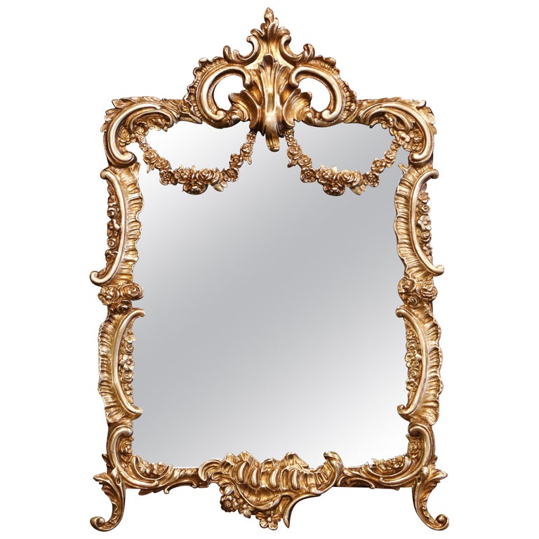 19th Century French Louis Xv Gilt, Vintage Gilt Mirror Vanity Stand