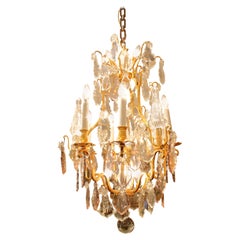 19th Century French Louis XV Gilt Gilt Bronze Crystal Glass 16-Light Chandelier
