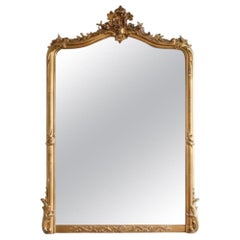 19th-century French Louis XV Giltwood and Beveled Mirror