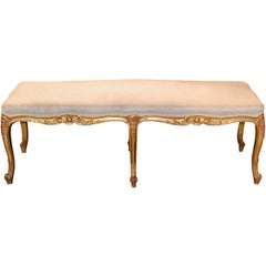 19th Century French Louis XV Giltwood Bench
