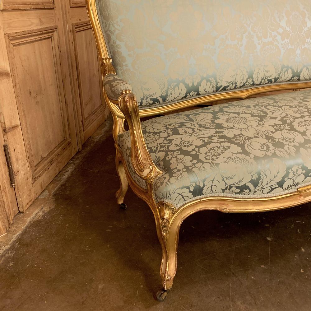19th Century French Louis XV Giltwood Canape or Sofa 3
