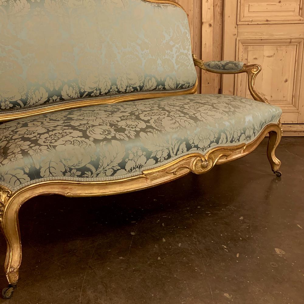 19th Century French Louis XV Giltwood Canape or Sofa For Sale 4