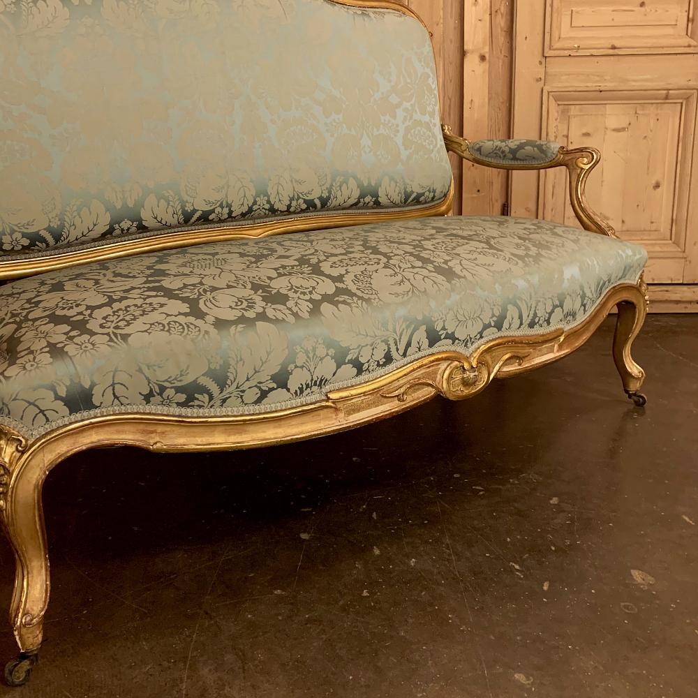 19th Century French Louis XV Giltwood Canape or Sofa 4