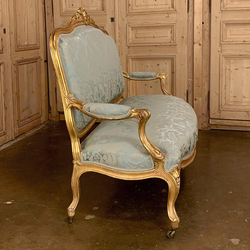 19th Century French Louis XV Giltwood Canape or Sofa For Sale 5