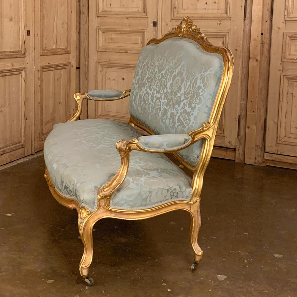 19th Century French Louis XV Giltwood Canape or Sofa 6