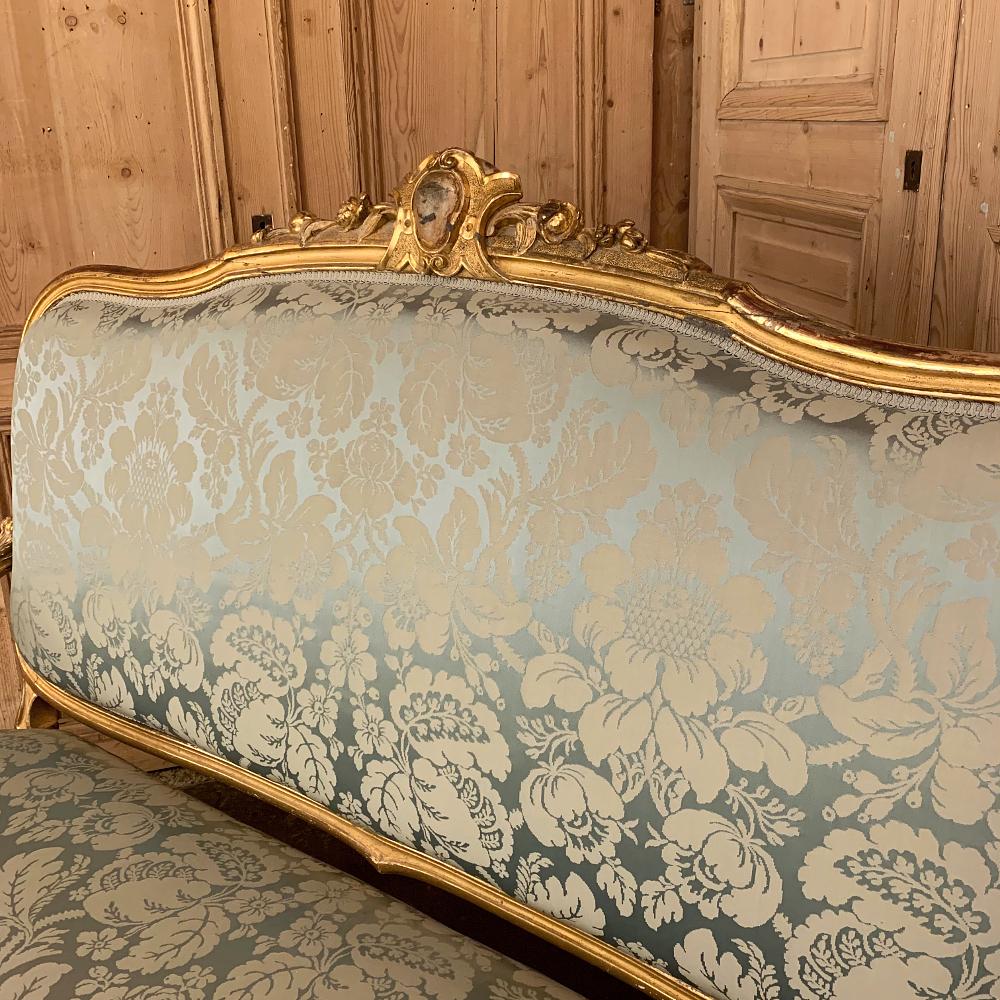 19th Century French Louis XV Giltwood Canape or Sofa 7