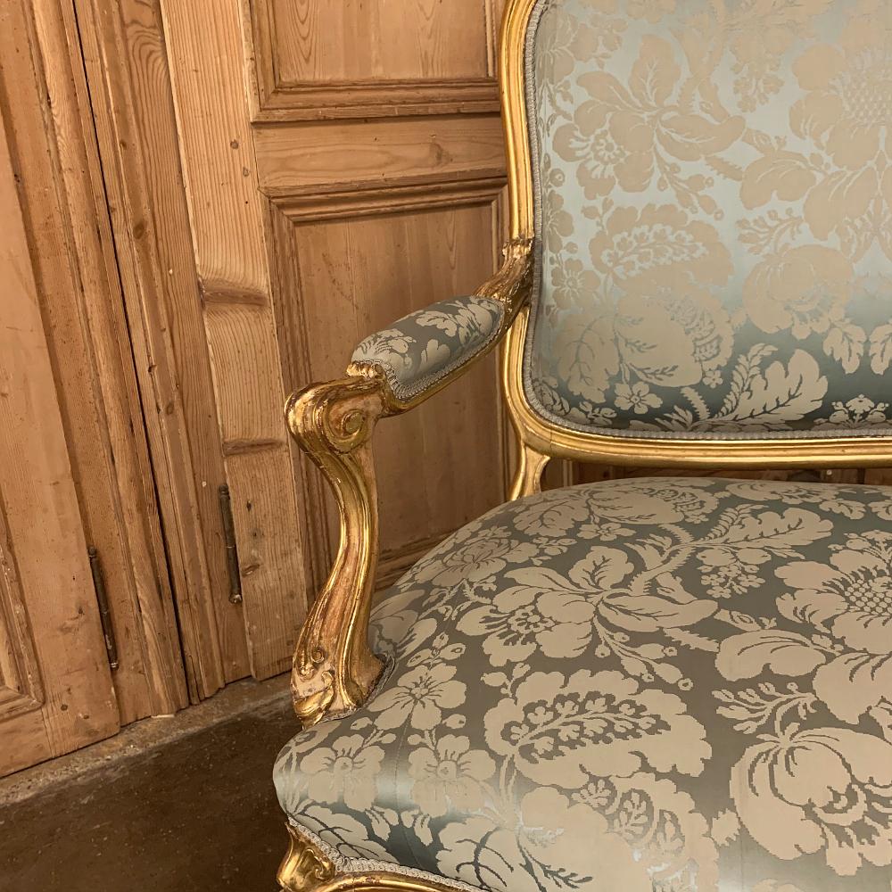 Napoleon III 19th Century French Louis XV Giltwood Canape or Sofa