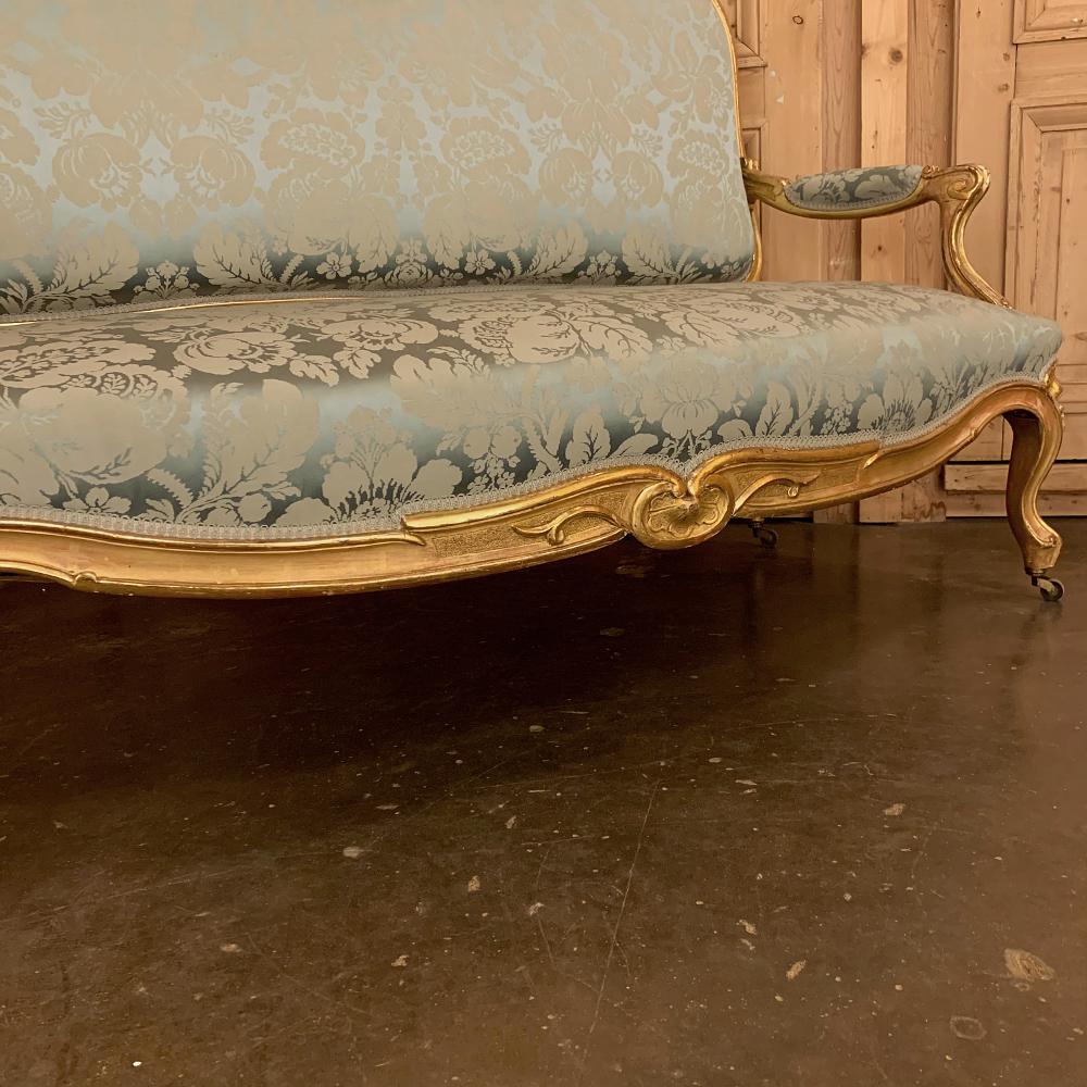 19th Century French Louis XV Giltwood Canape or Sofa In Good Condition For Sale In Dallas, TX