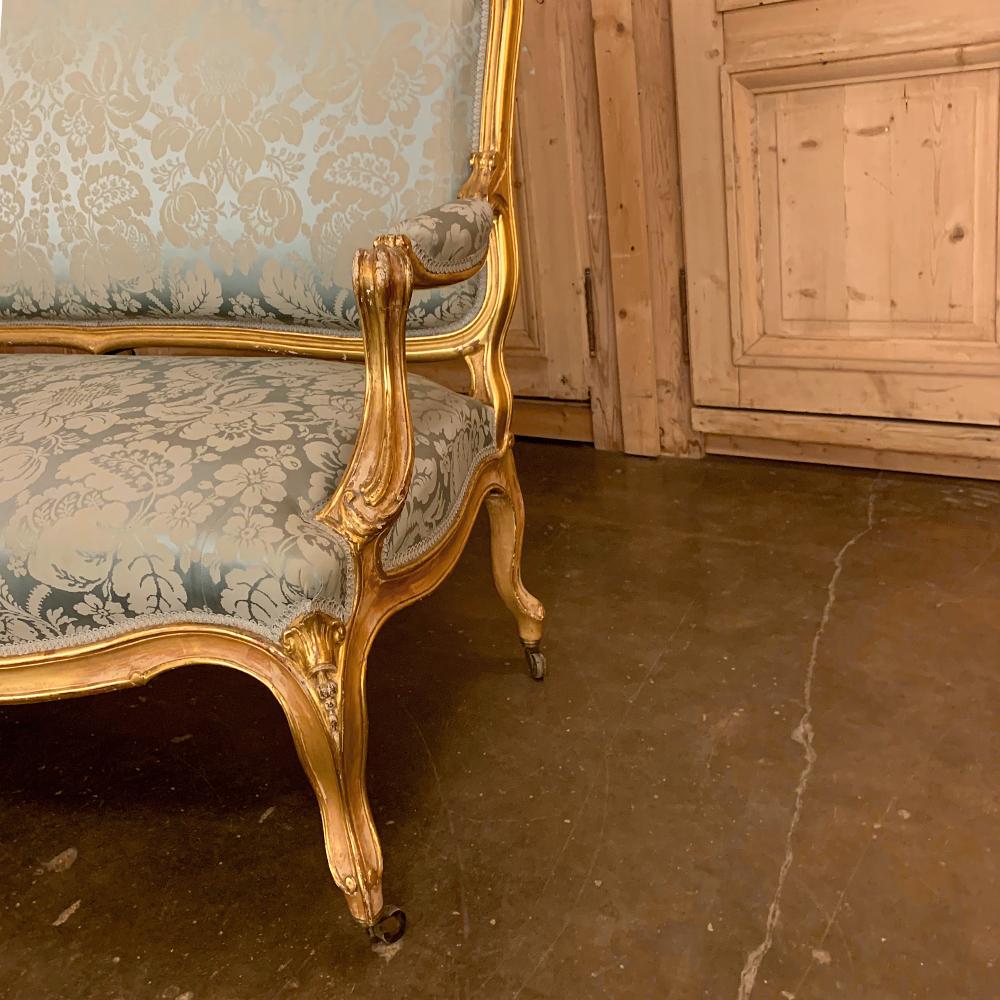 Late 19th Century 19th Century French Louis XV Giltwood Canape or Sofa