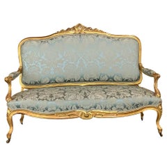 19th Century French Louis XV Giltwood Canape or Sofa