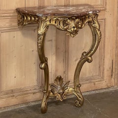 19th Century French Louis XV Giltwood Marble Top Console