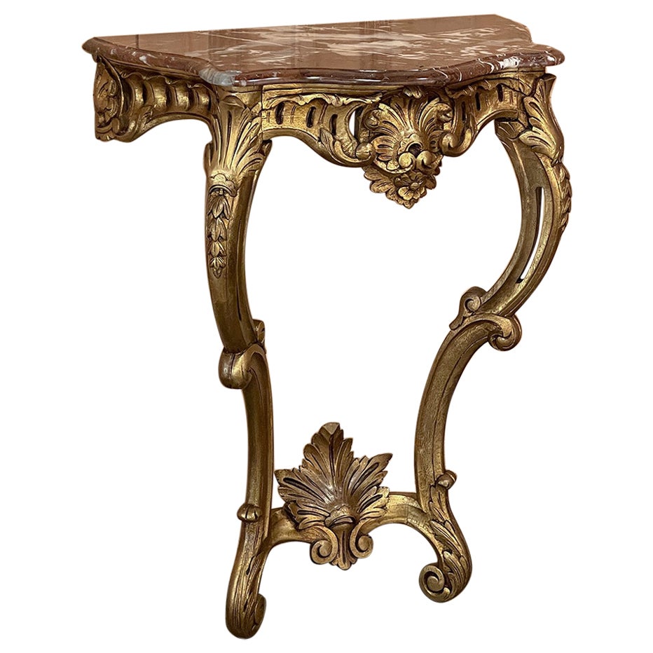 19. Jahrhundert Französisch Louis XV Giltwood Marmorplatte Konsole