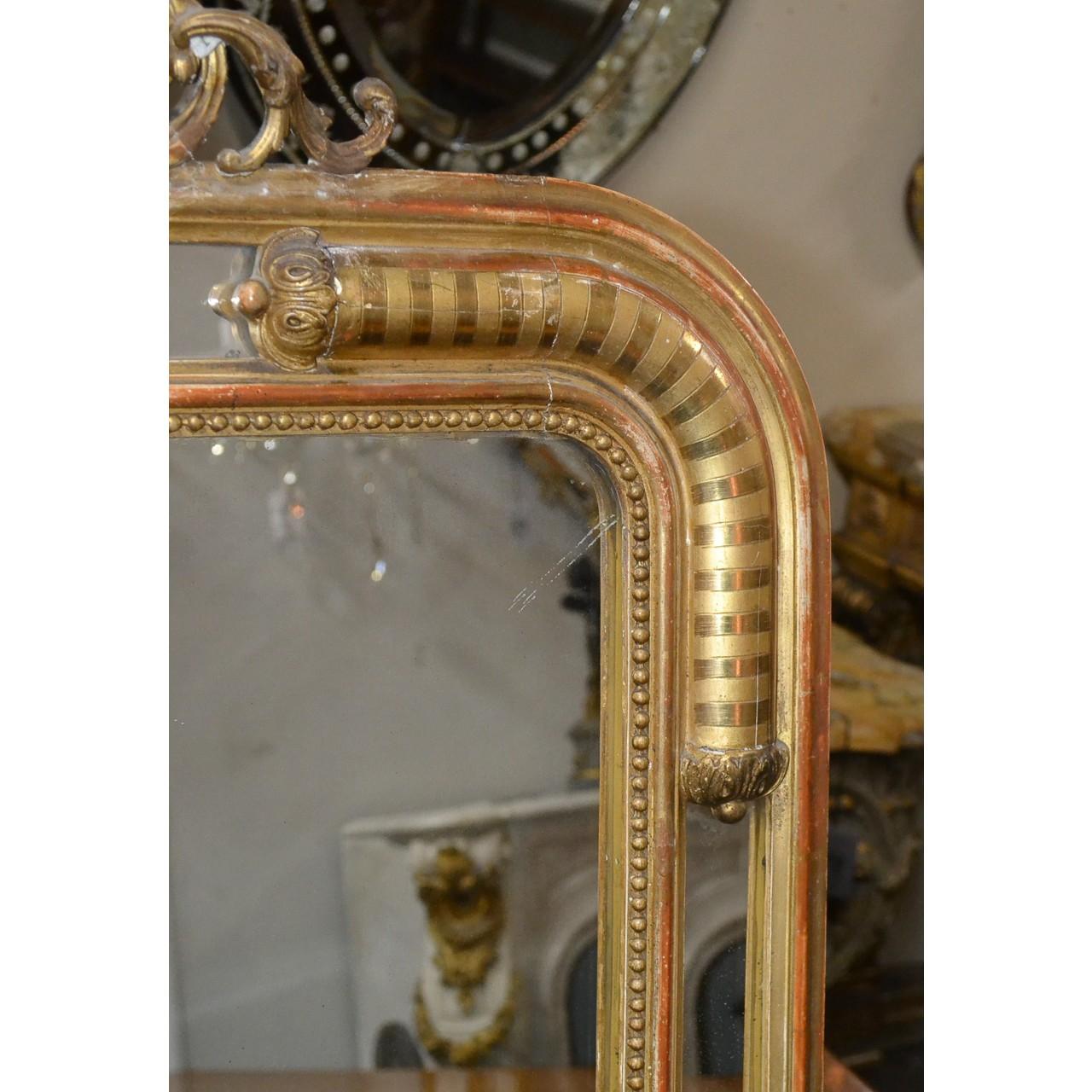 Carved 19th Century French Louis XV Giltwood Mirror