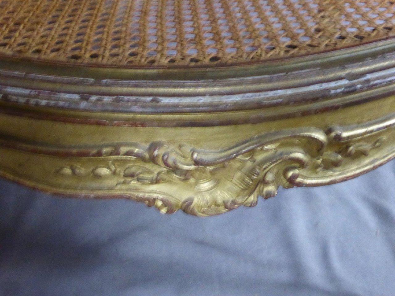 19th Century French Louis XV Golden Wood and Caned Armchair 1