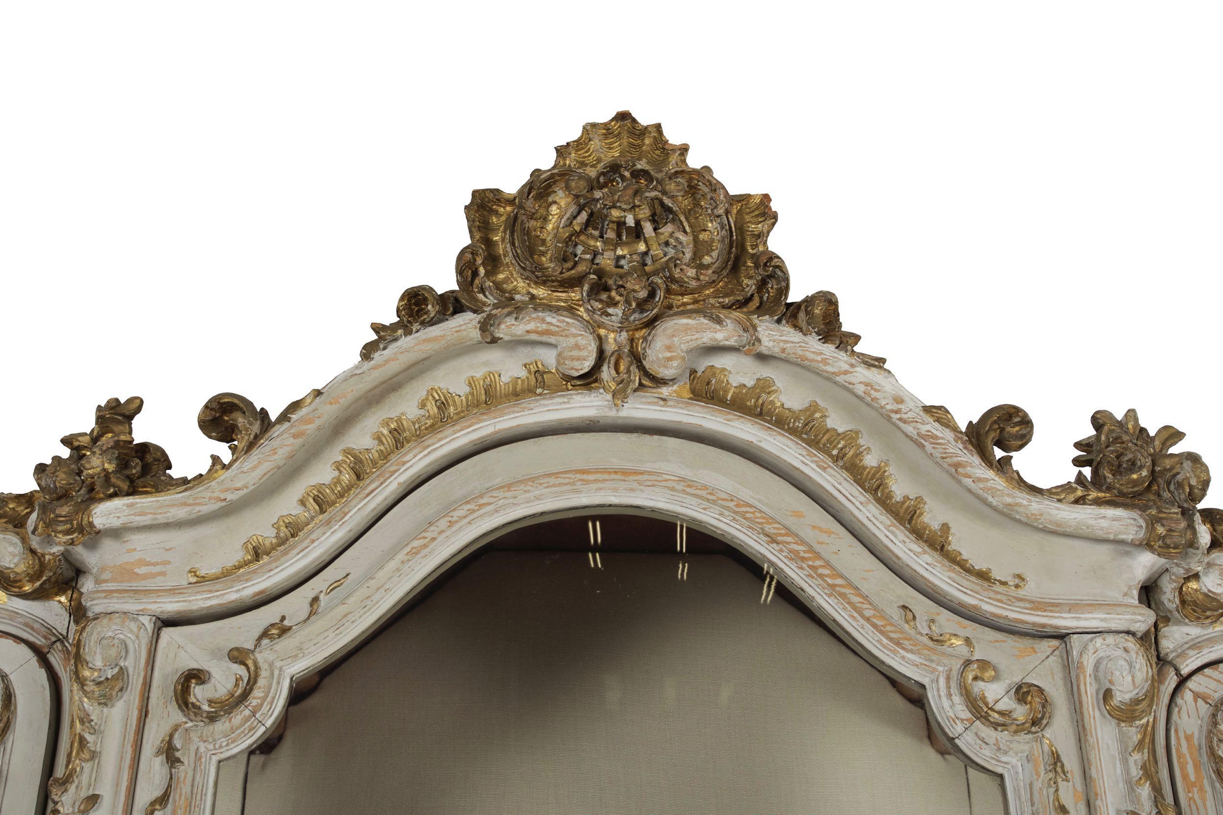 19th Century French Louis XV Gray Painted Display Bookcase Cabinet 11