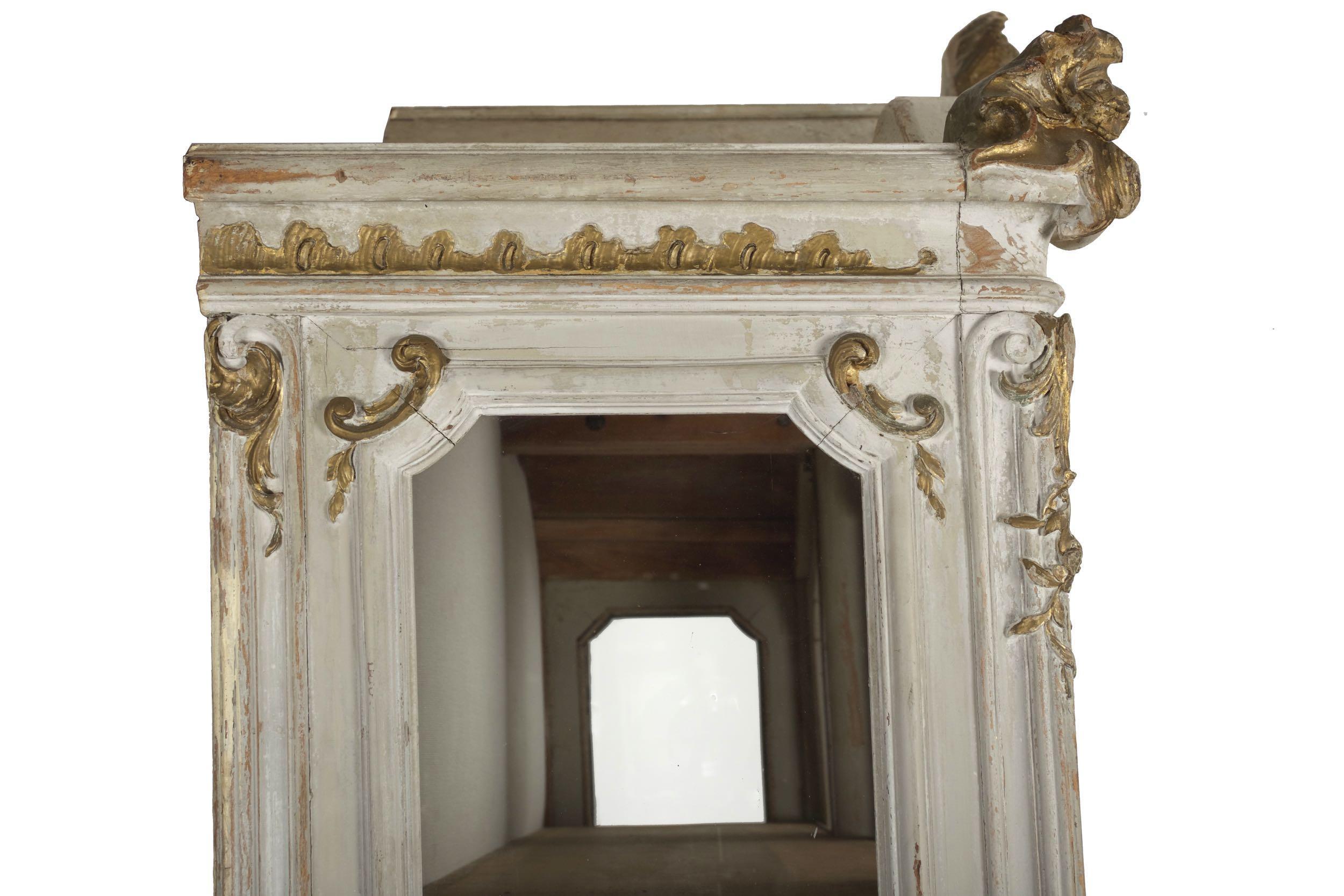 19th Century French Louis XV Gray Painted Display Bookcase Cabinet 13