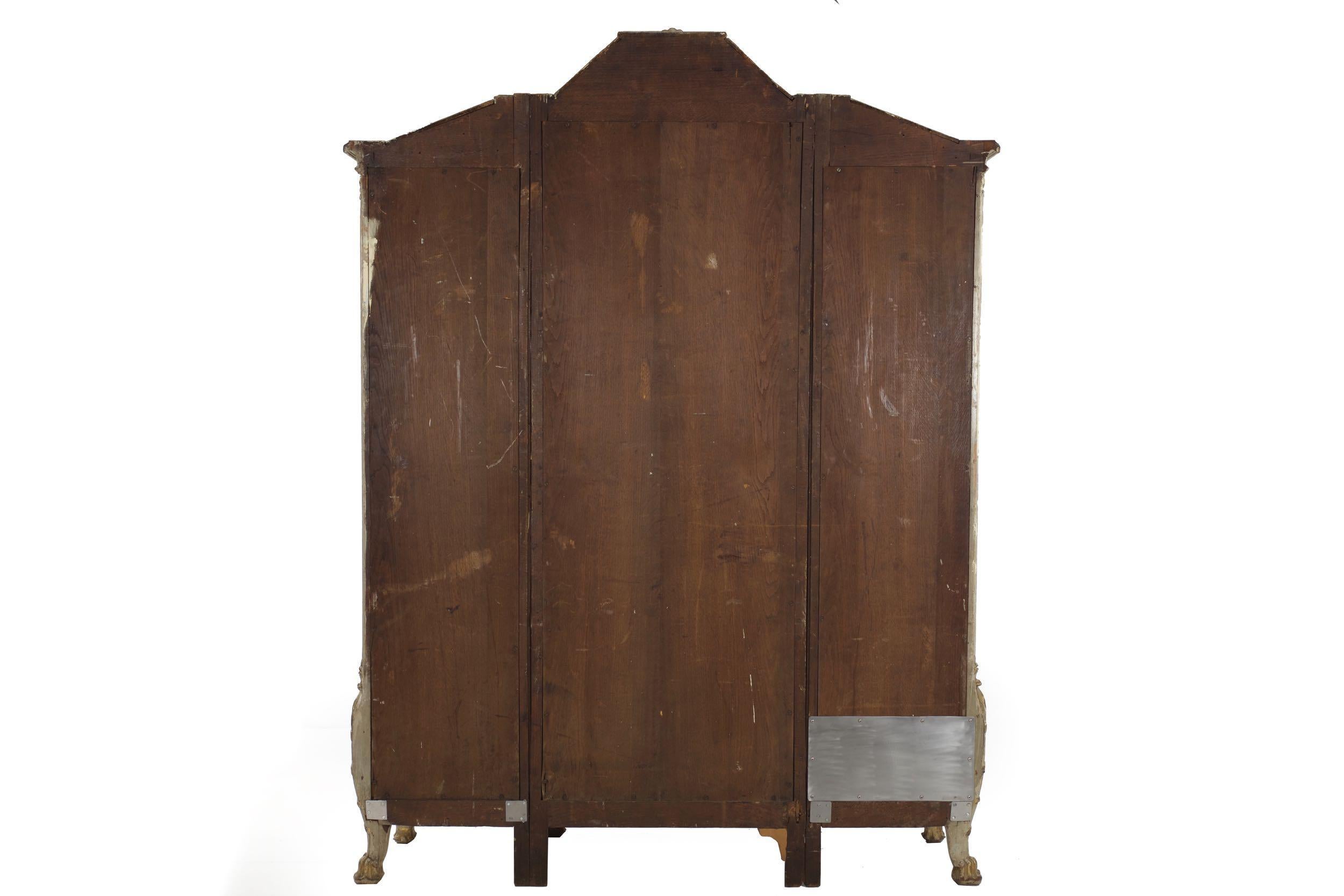 19th Century French Louis XV Gray Painted Display Bookcase Cabinet 1