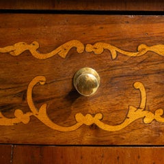 19th Century French Louis XV Inlaid Side Table with Curved Legs