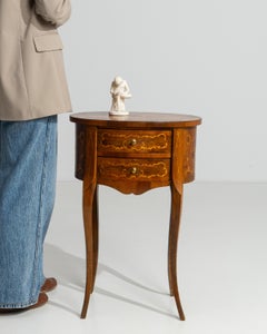 19th Century French Louis XV Inlaid Side Table with Curved Legs