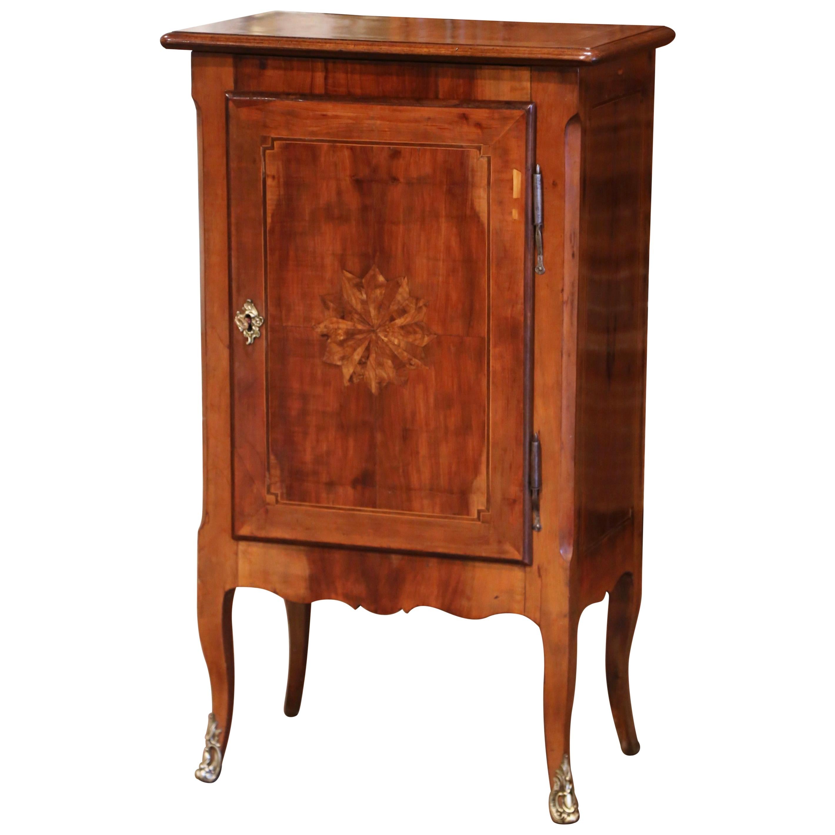 19th Century French Louis XV Inlaid Walnut Confiturier Cabinet from Paris