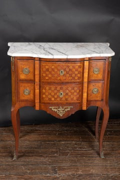 19th Century French, Louis XV-Louis XVI Transition Kingwood Marble Top Chest