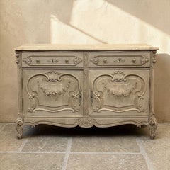 19th Century French Louis XV Low Buffet ~ Credenza in Stripped Oak