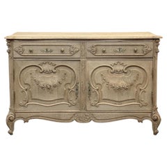 19th Century French Louis XV Low Buffet ~ Credenza in Stripped Oak