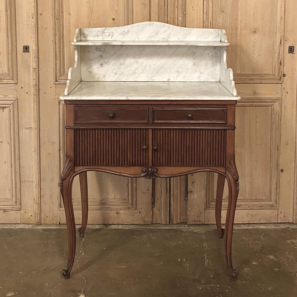 19th Century French Louis XV Mahogany Marble-Top Washstand In Good Condition In Dallas, TX