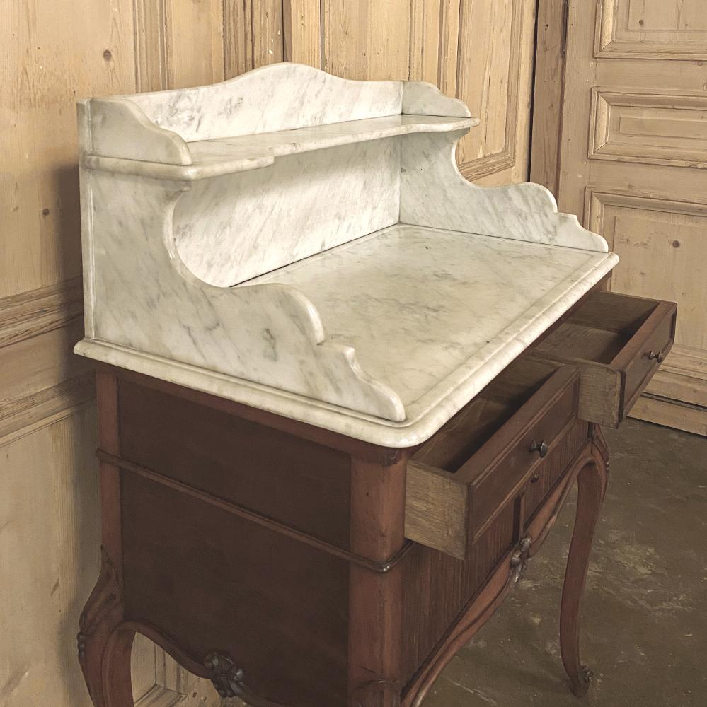 19th Century French Louis XV Mahogany Marble-Top Washstand 1