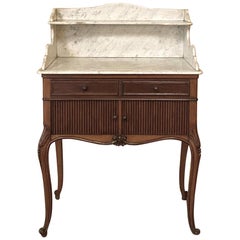 19th Century French Louis XV Mahogany Marble-Top Washstand