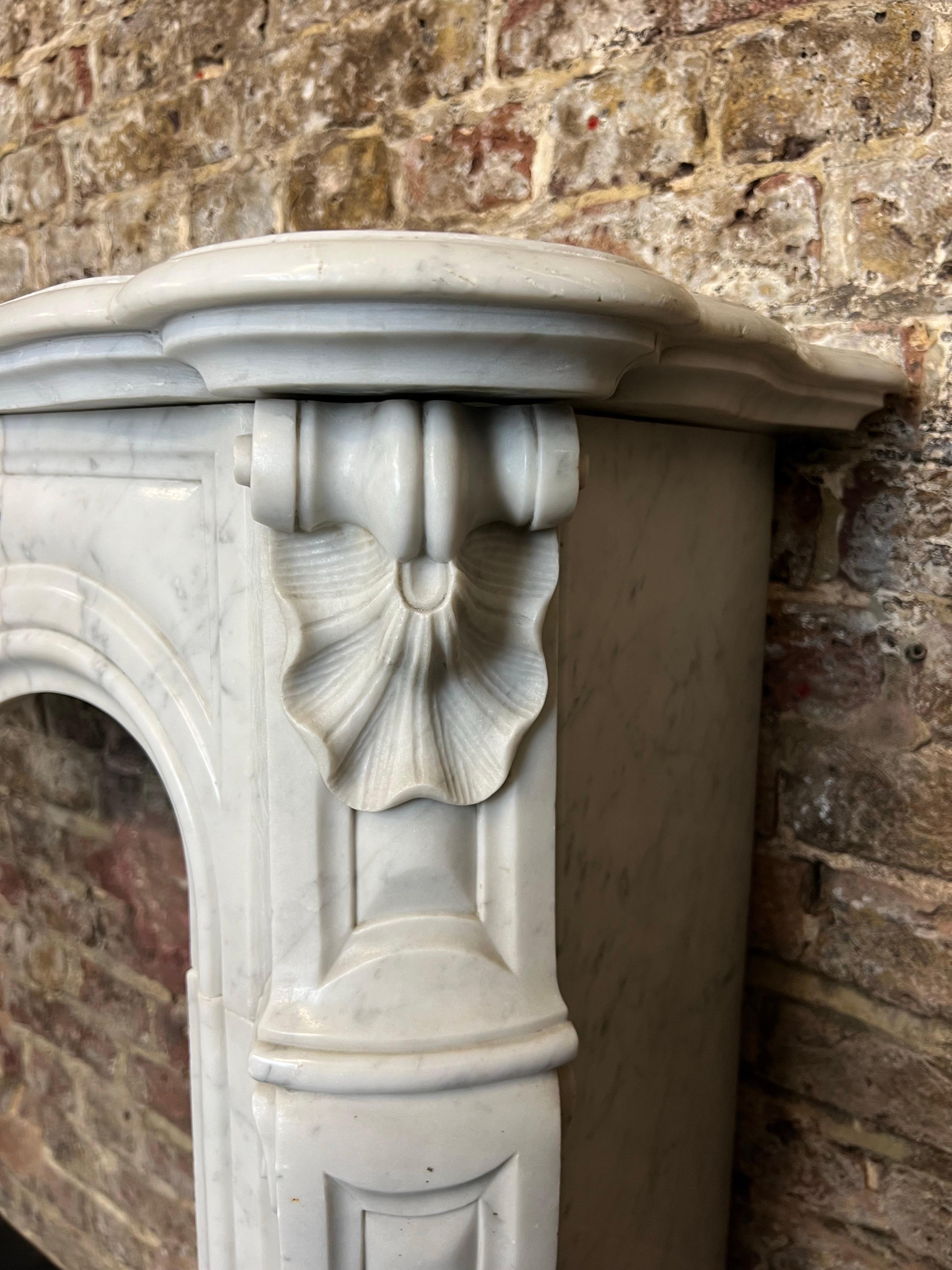 19th Century French Louis XV Marble Fireplace For Sale 8