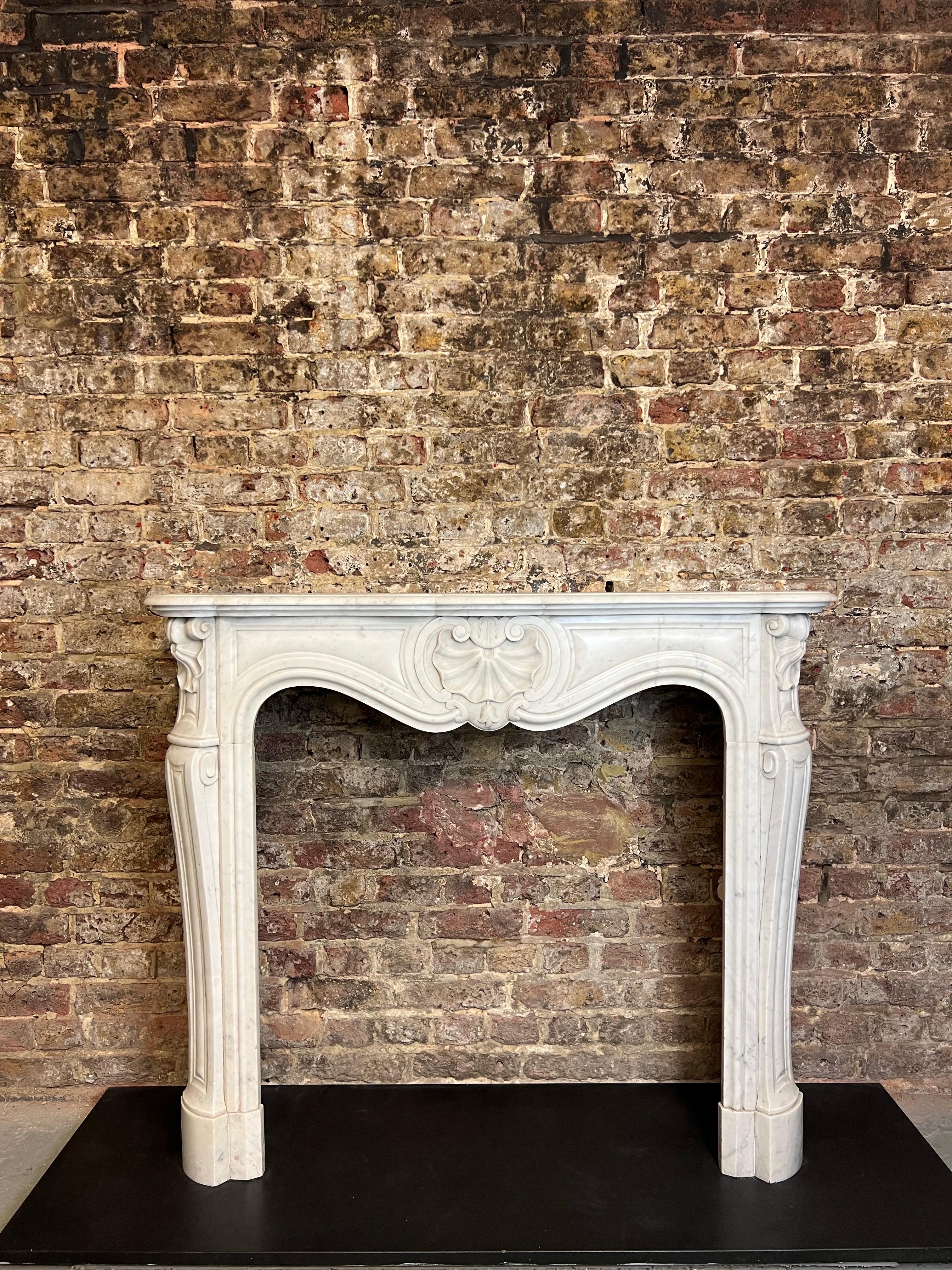 19th Century French Louis XV Marble Fireplace For Sale 9