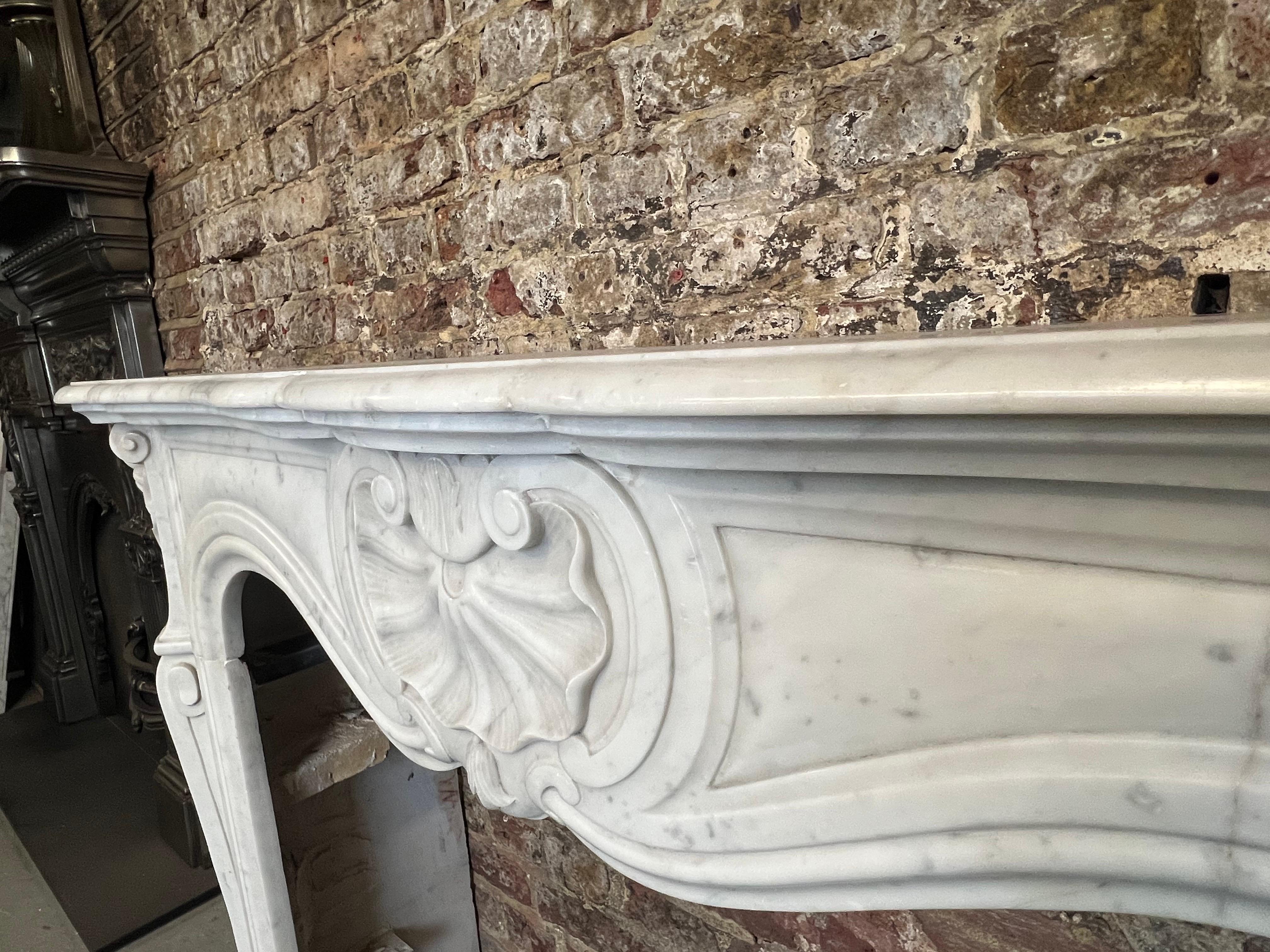19th Century French Louis XV Marble Fireplace For Sale 10