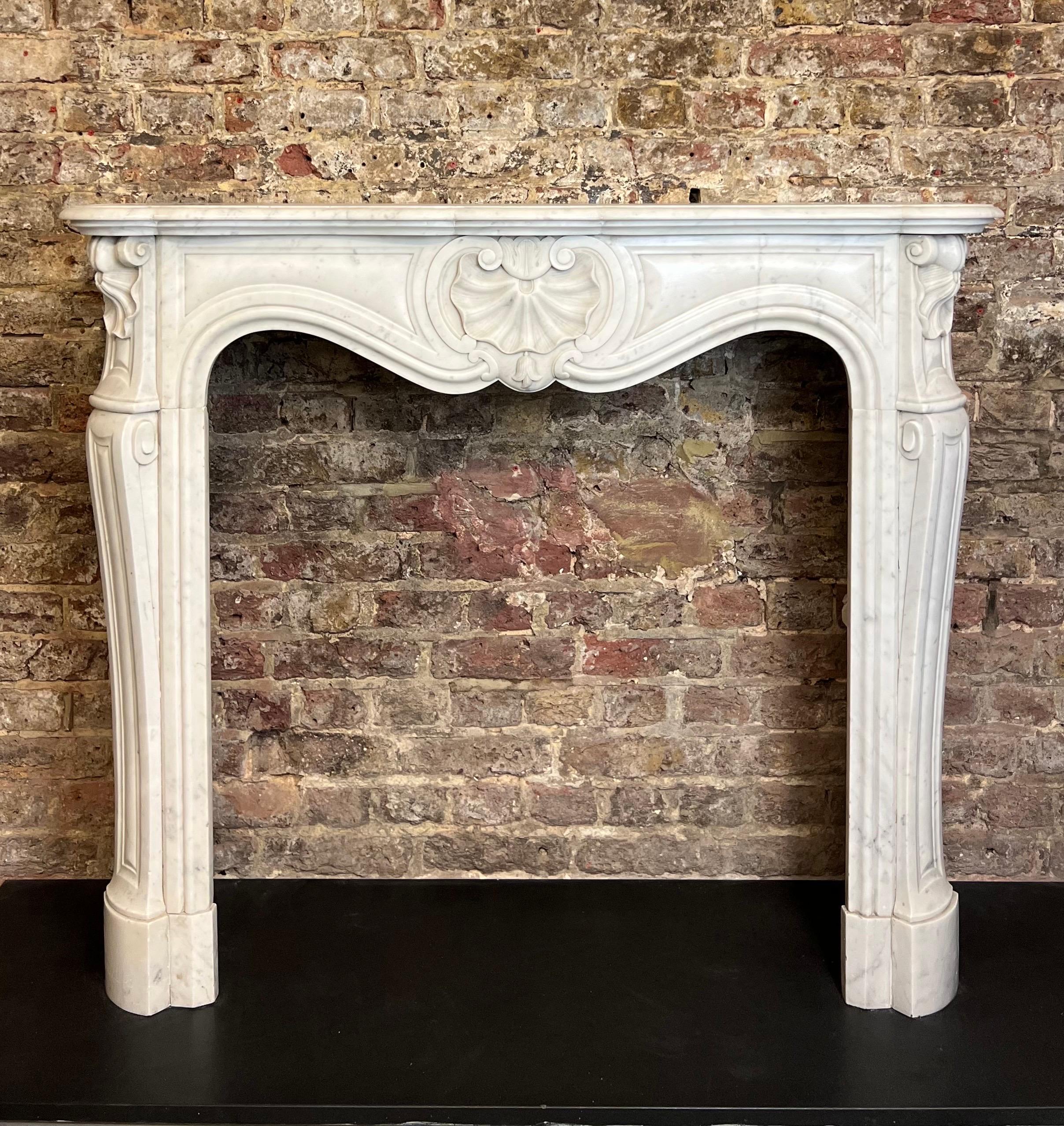 19th Century French Louis XV Marble Fireplace For Sale 11