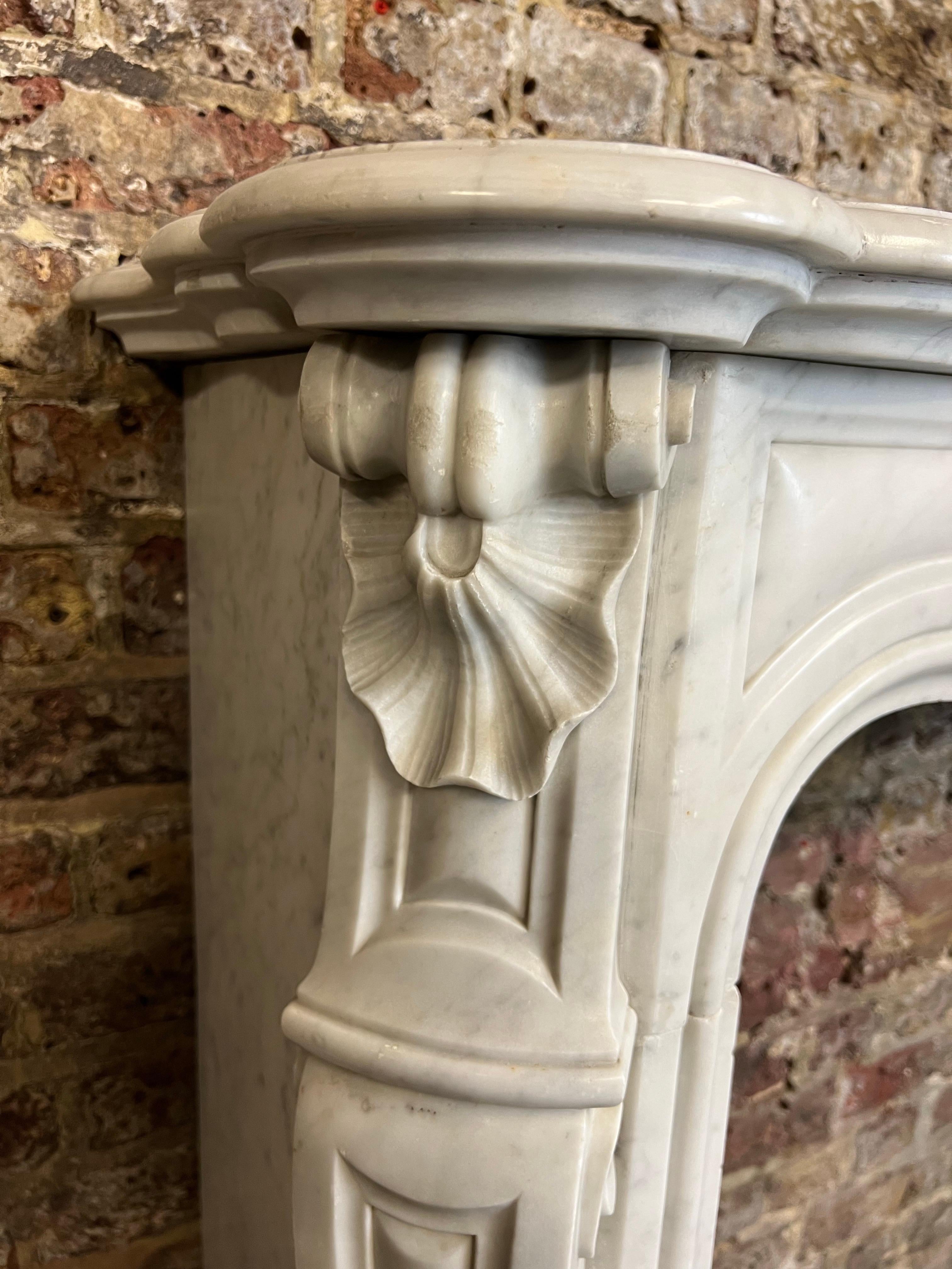 19th Century French Louis XV Marble Fireplace For Sale 14