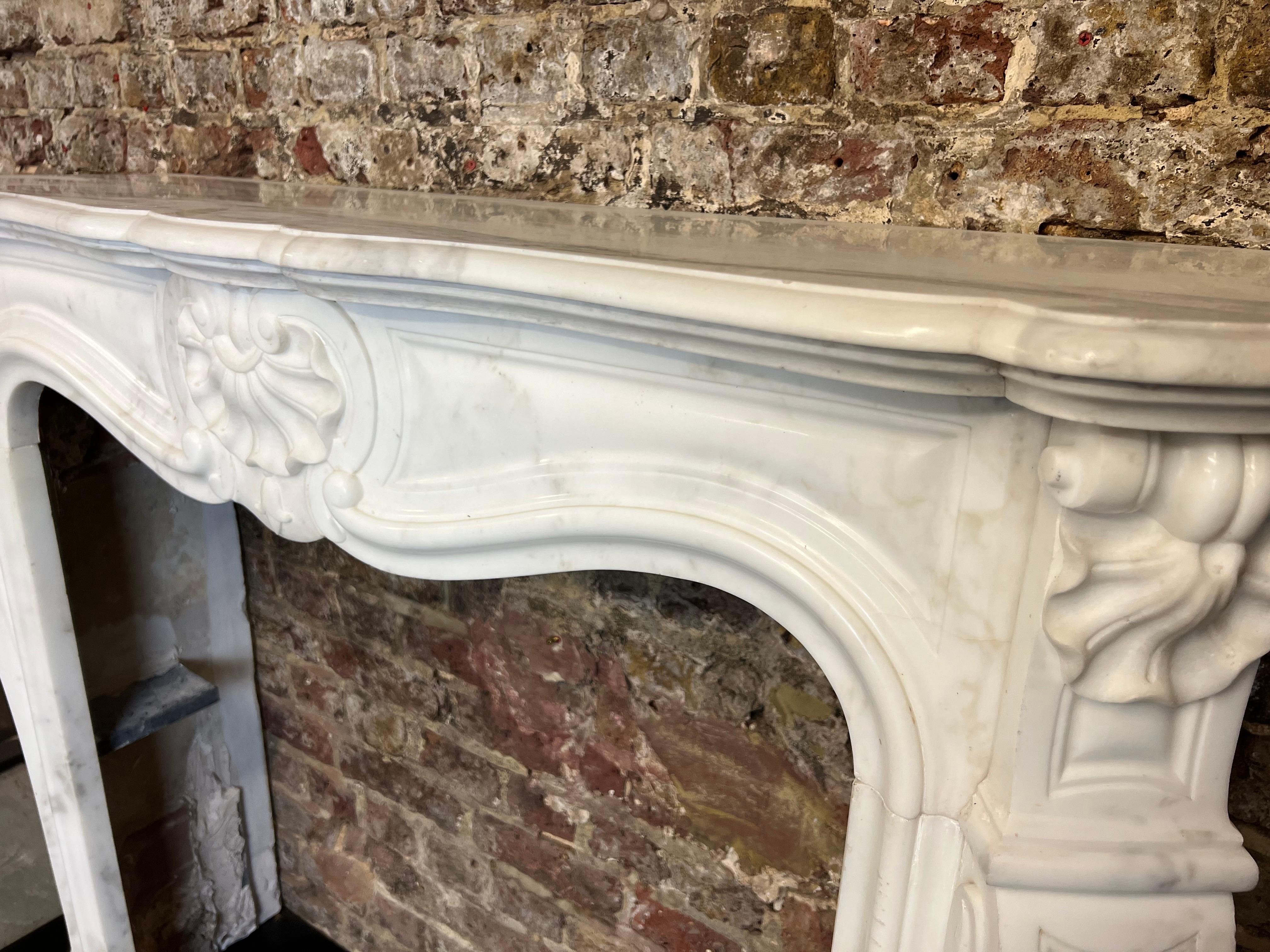 British 19th Century French Louis XV Marble Fireplace