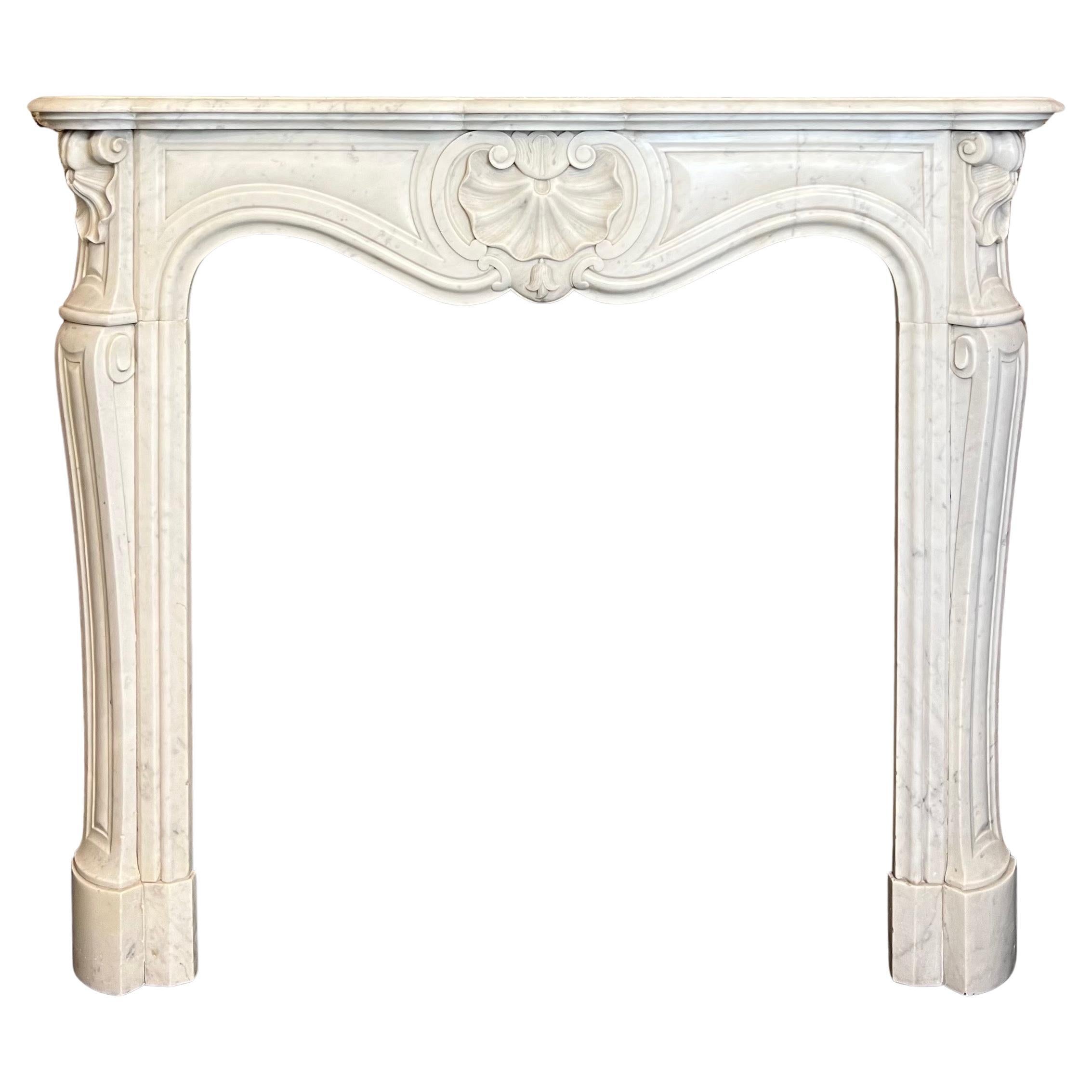 19th Century French Louis XV Marble Fireplace For Sale