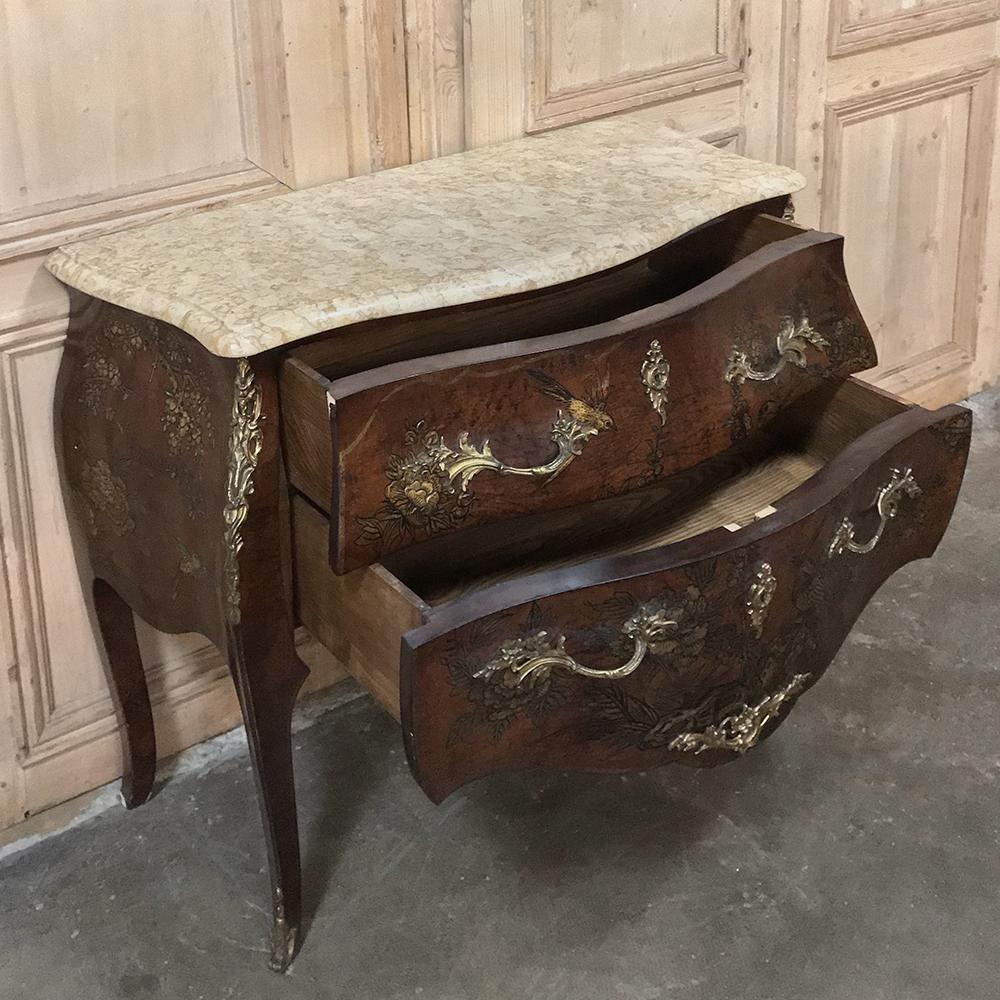 19th Century French Louis XV Marble-Top Bombe Commode In Good Condition In Dallas, TX