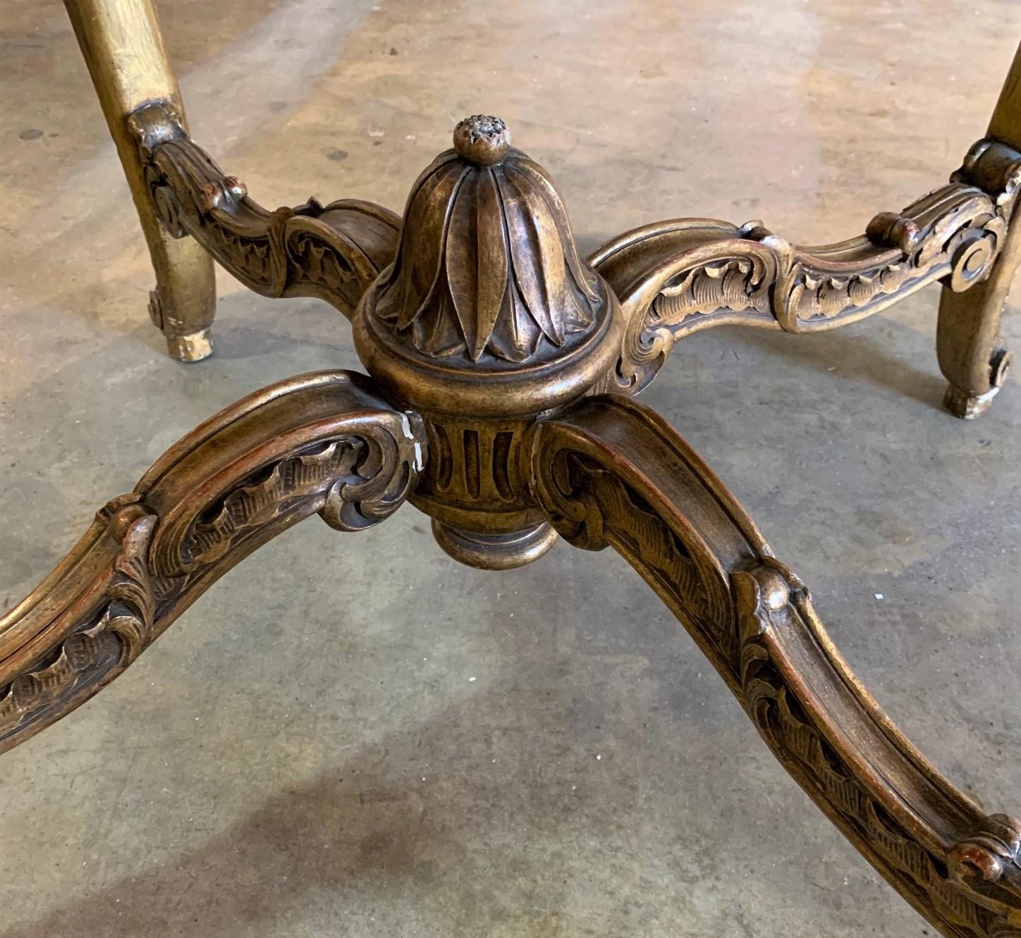 Hand-Carved 19th Century French Louis XV Marble Top Centre Table