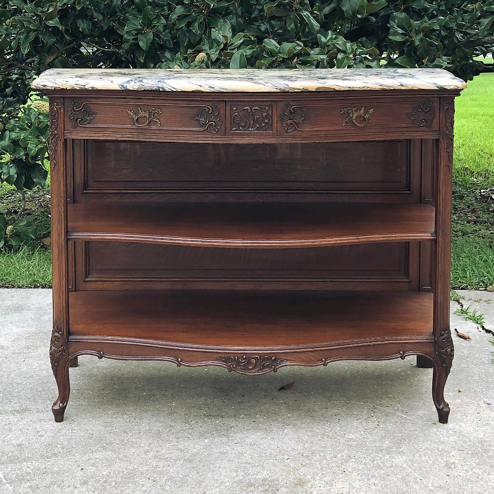 Hand-Carved 19th Century French Louis XV Marble Top Dessert Buffet For Sale