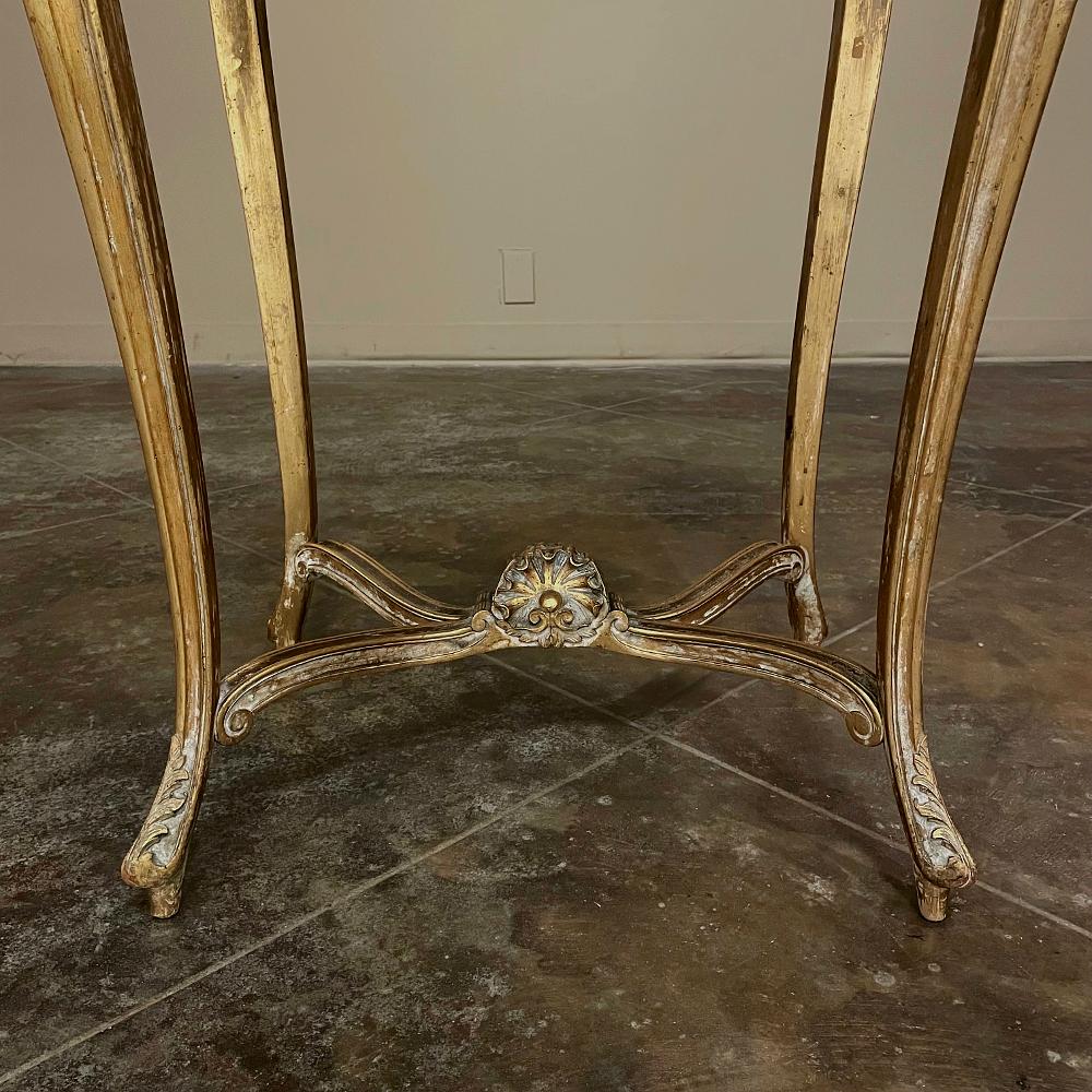 19th Century French Louis XV Marble Top Giltwood End Table For Sale 6