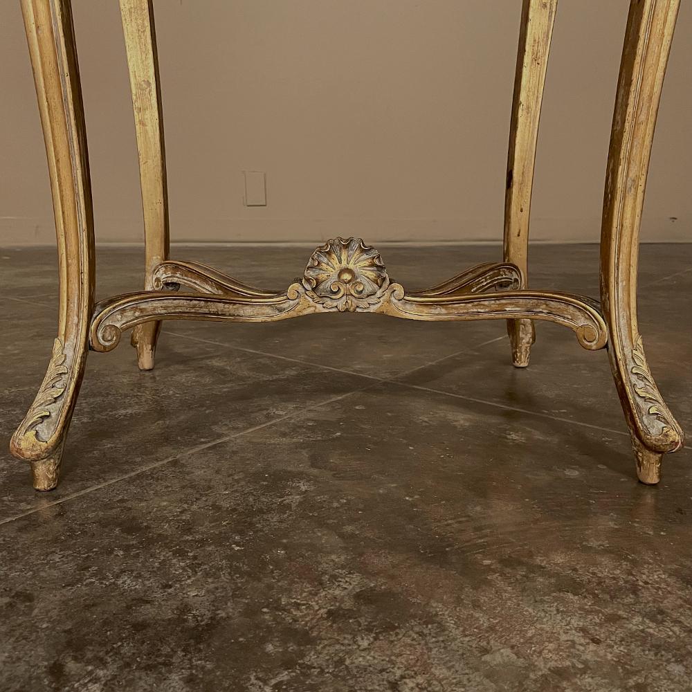 19th Century French Louis XV Marble Top Giltwood End Table For Sale 8