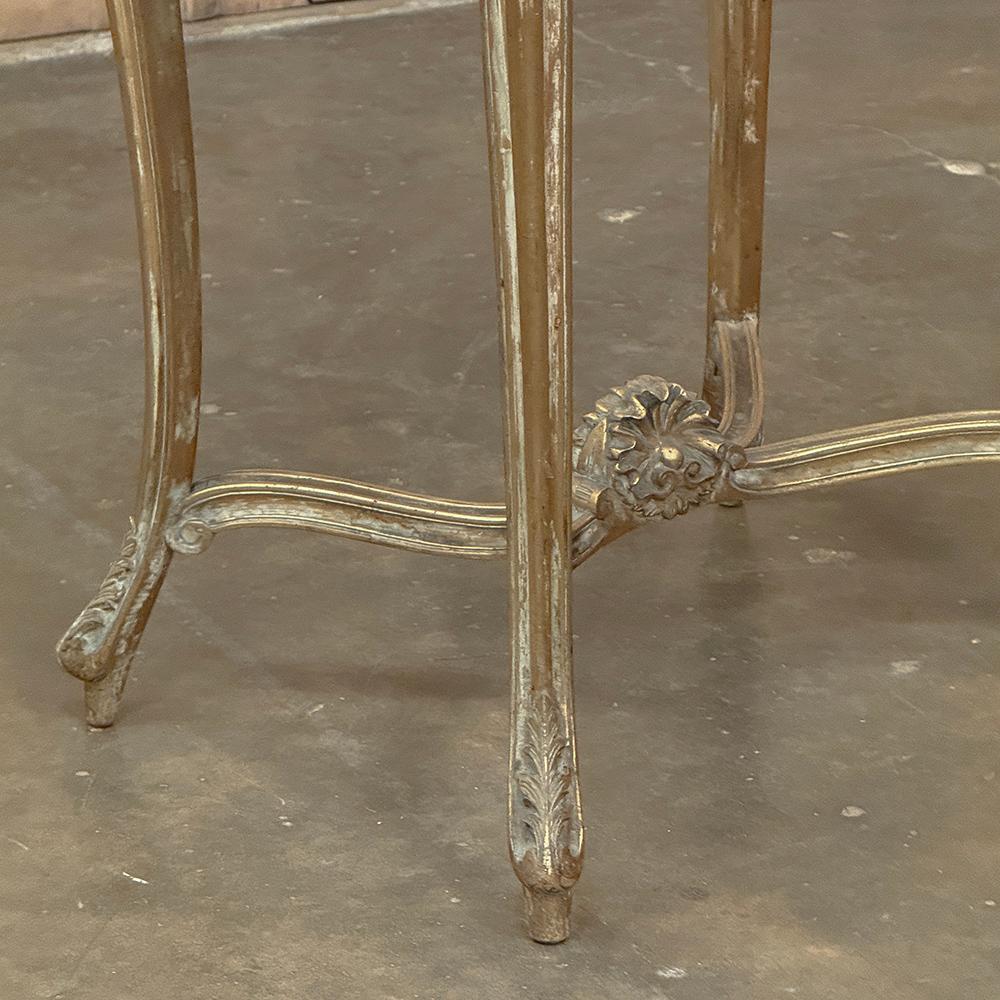 XIX secolo 19th Century French Louis XV Marble Top Giltwood End Table in vendita