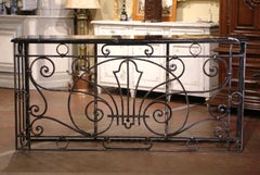 19th Century French Louis XV Marble Top Polished Wrought Iron Console Table
