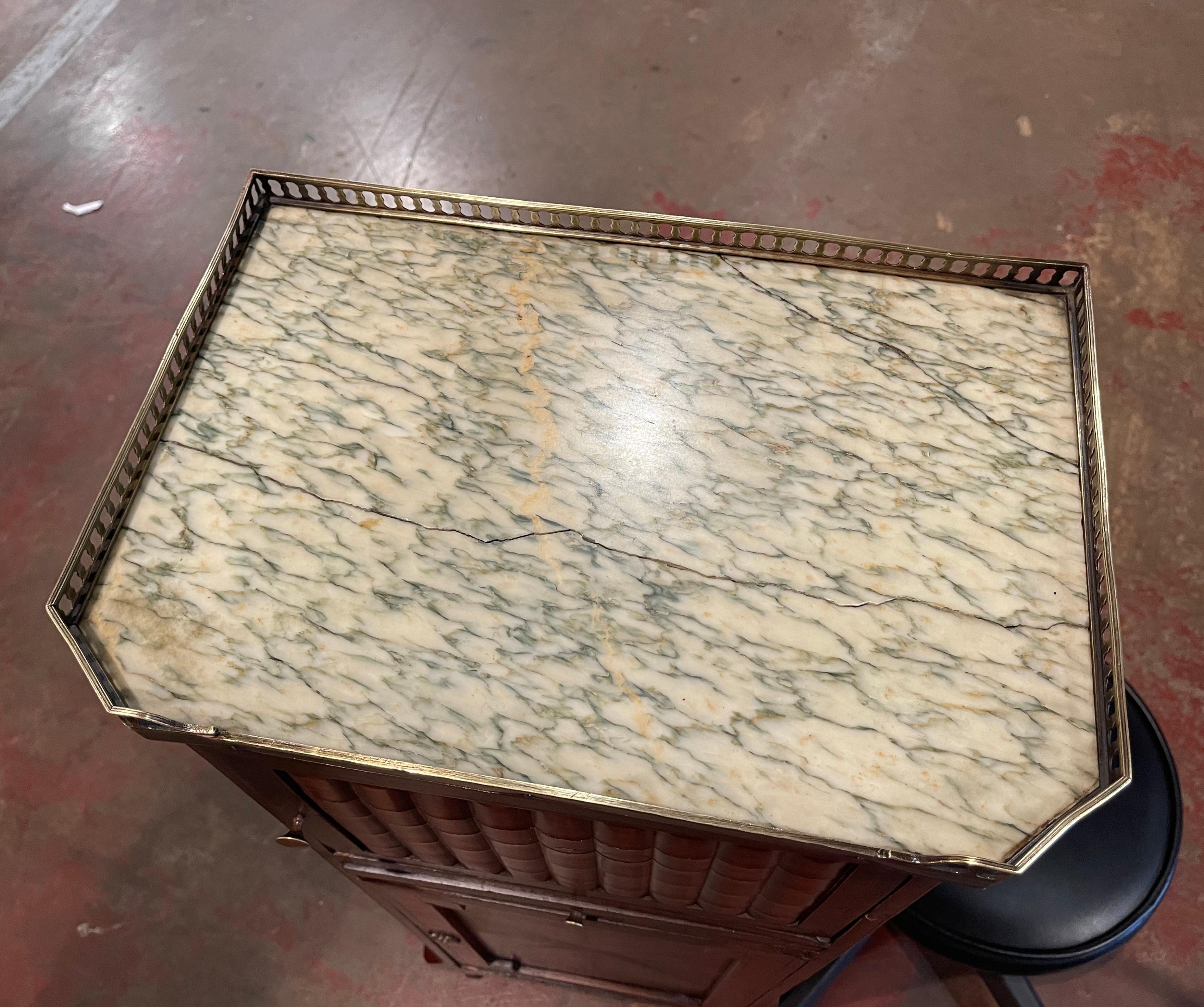 19th Century French Louis XV Marble Top Rosewood Cabinet with 